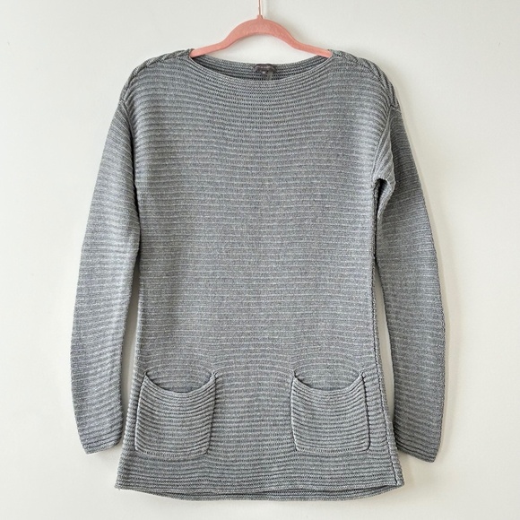 Vince Camuto 100% Cotton Gray Ribbed Sweater - Picture 1 of 16